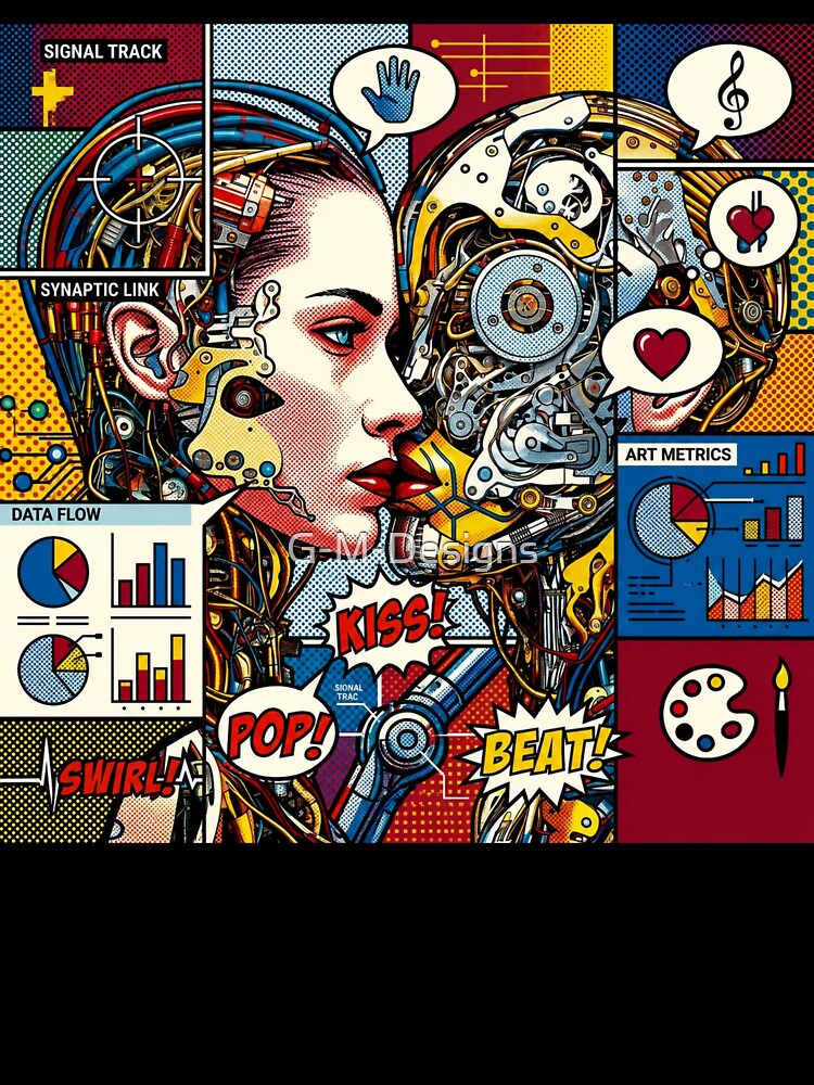 Pop art graphic woman portrait robot colorful festival by G-M-Designs