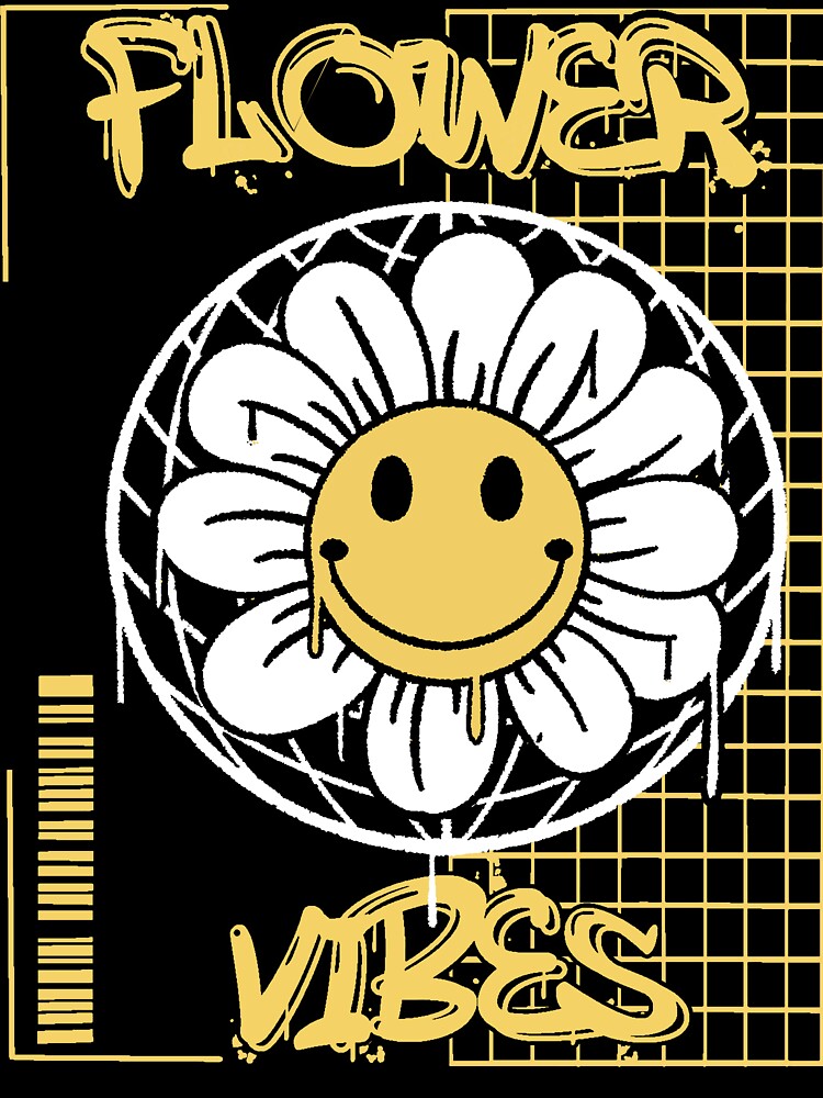 Graffiti Smiley Daisy-Retro Flower Vibes Street Wear and Art Design by artdesignforyou