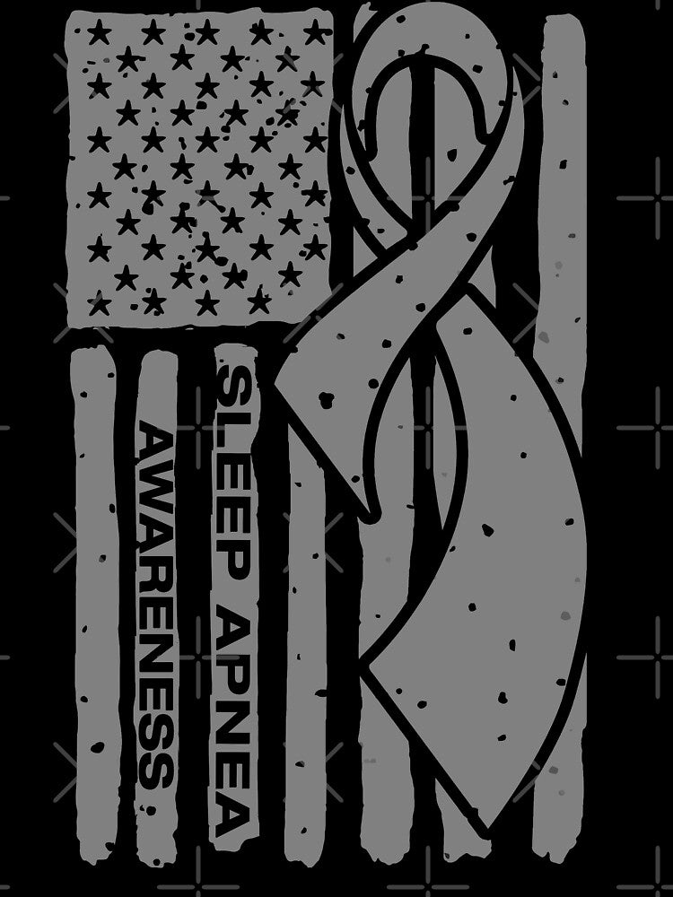 Sleep Apnea Awareness Ribbon American Flag by Tadmab