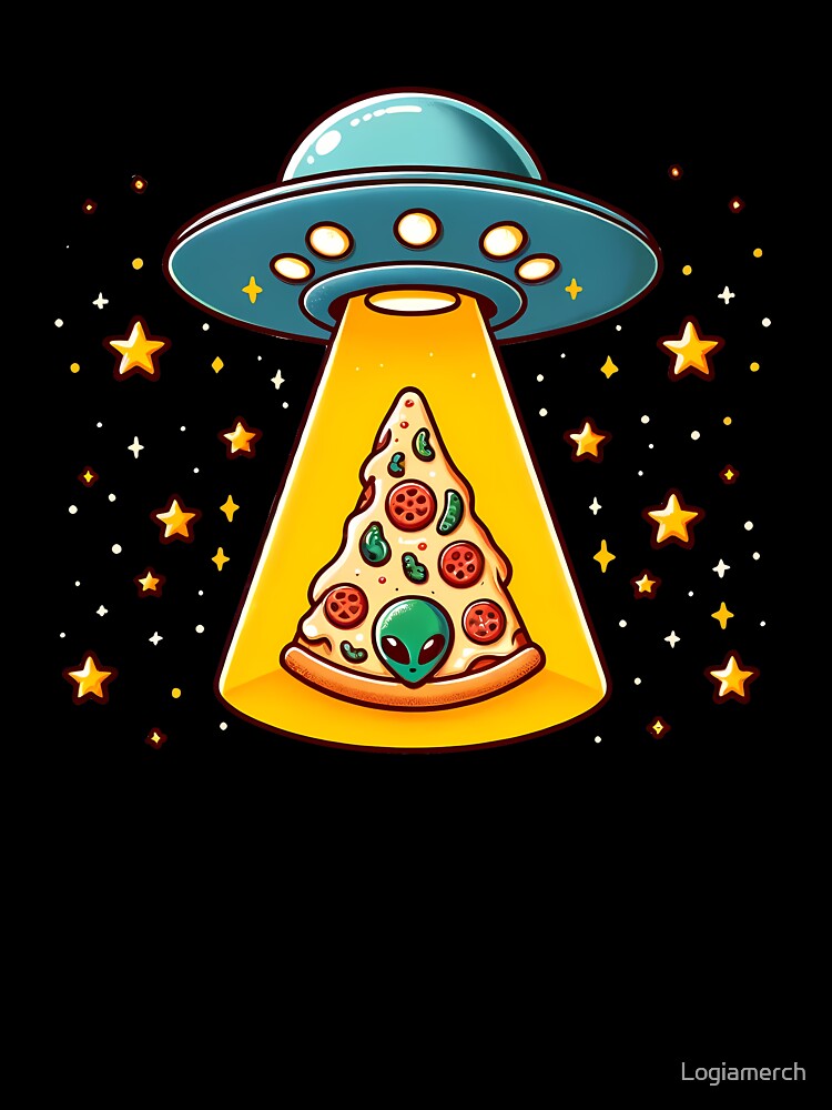 Funny Alien Beaming Pizza by Logiamerch