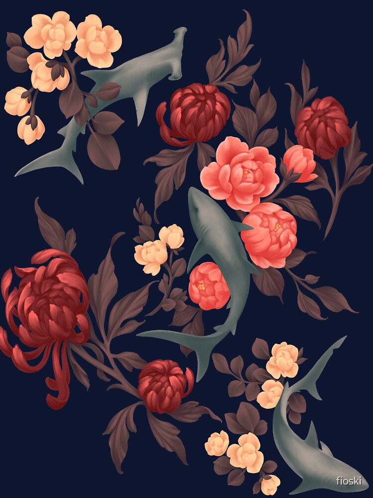 Botanical Shark (Red and Blue) by fioski