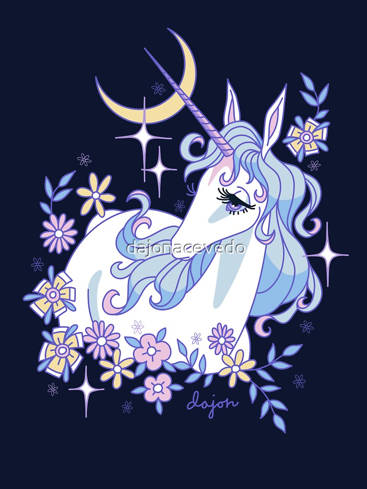 The Last Unicorn Floral Moon Drawing by dajonacevedo