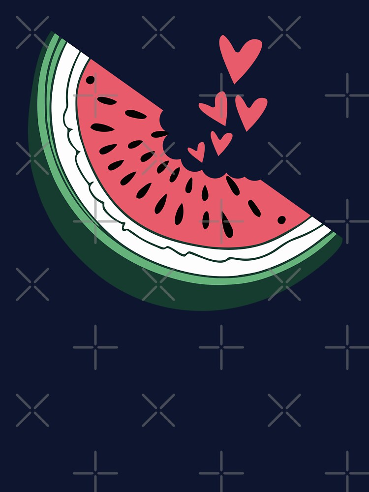 Watermelon slice hearts kawaii summer fruit eating lover art by alenaz