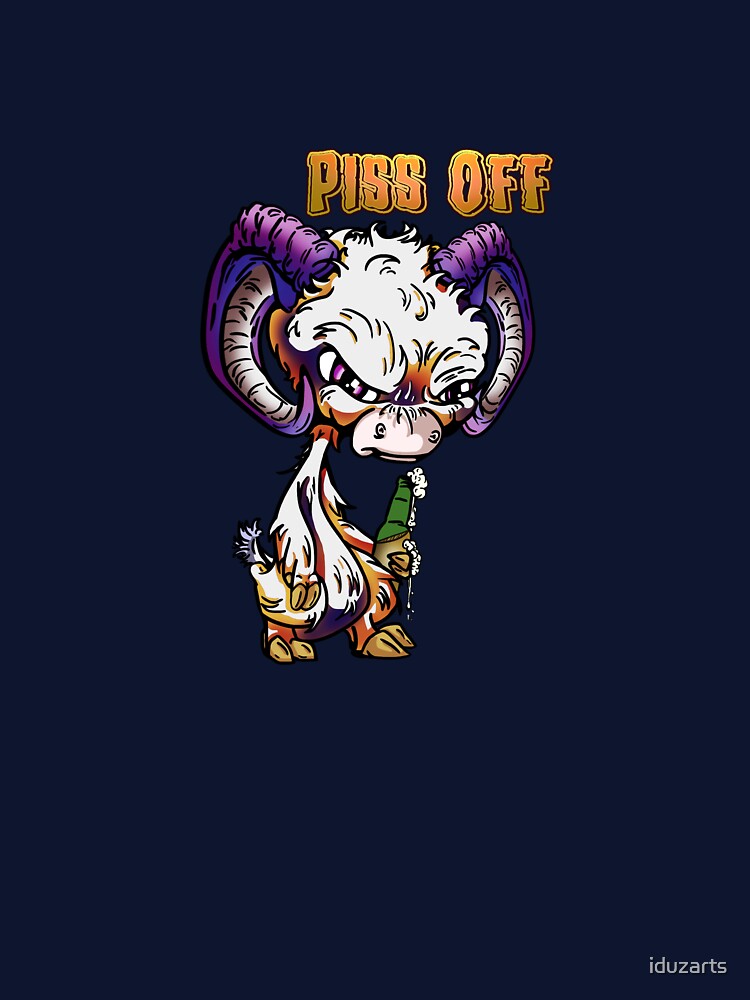 Purple and Orange Cartoon Drink GOAT - Piss Off by iduzarts