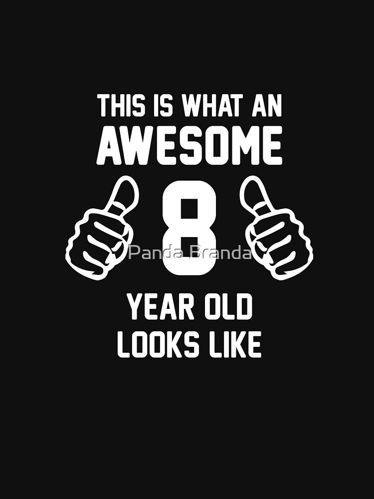 Awesome 8 Year Old Shirt Funny 8th Birthday T-Shirt Great Gift for A Kid, Child Short-Sleeve Jersey Tee by Panda Branda