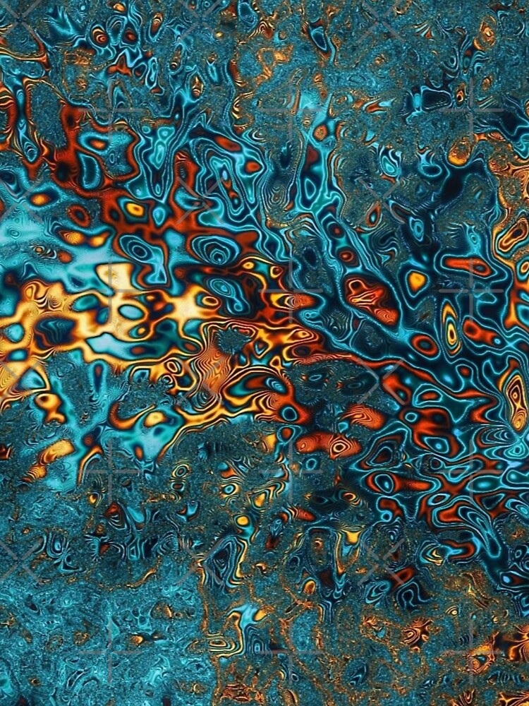 Abstract Teal & Gold Psychedelic Fractal Galaxy by SXW Designs