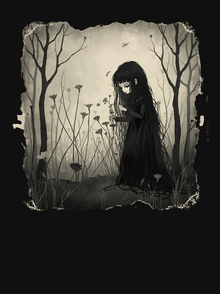 Goth girl in field by Tragedyshop