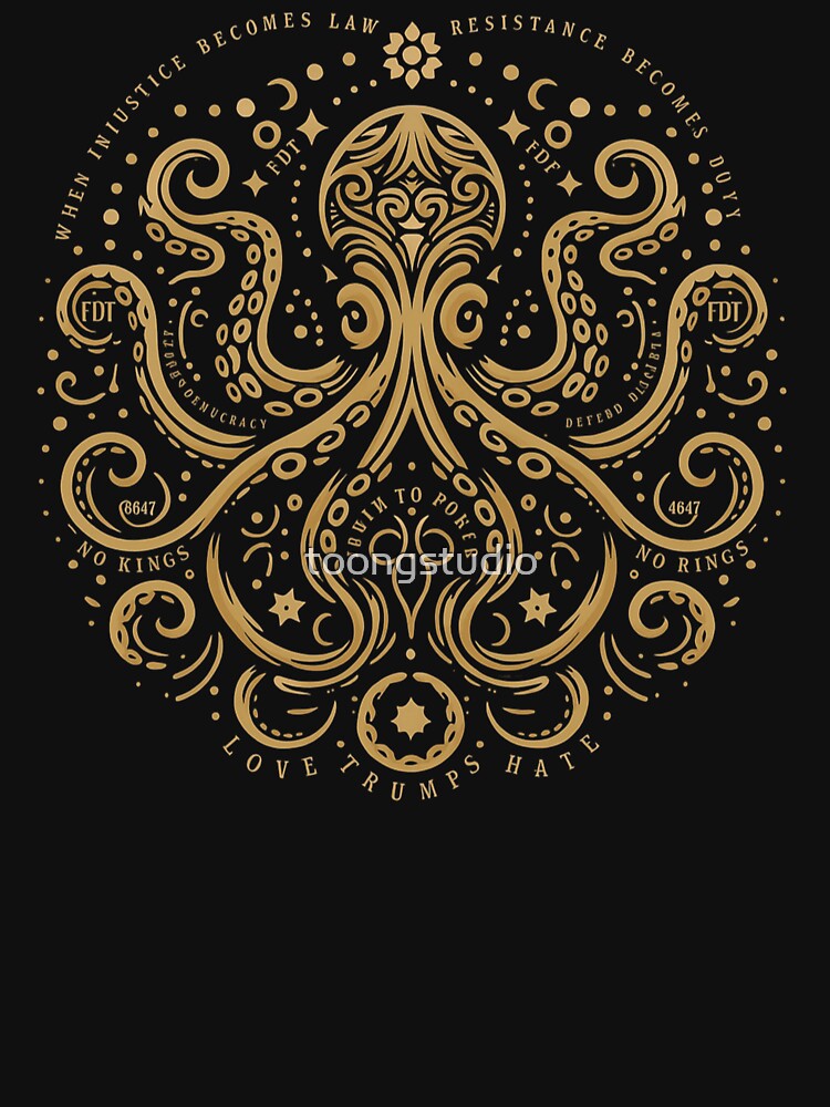 Subtle FDT, Octopus Art, Anti Fascist, Quiet Activism Mandala, 8647 Trump Fascism Feminist Leftist Ocean Lover by toongstudio