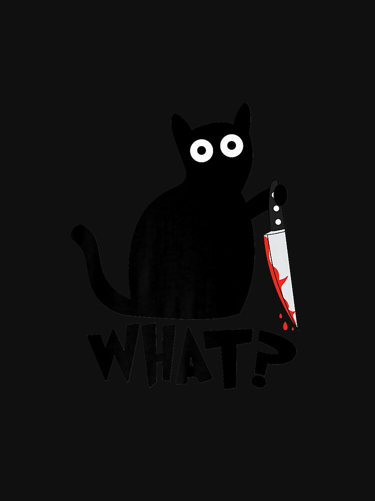 Funny Black Cat What Cute Suspicious kitten Gift Women Men Premium by sampsonakch