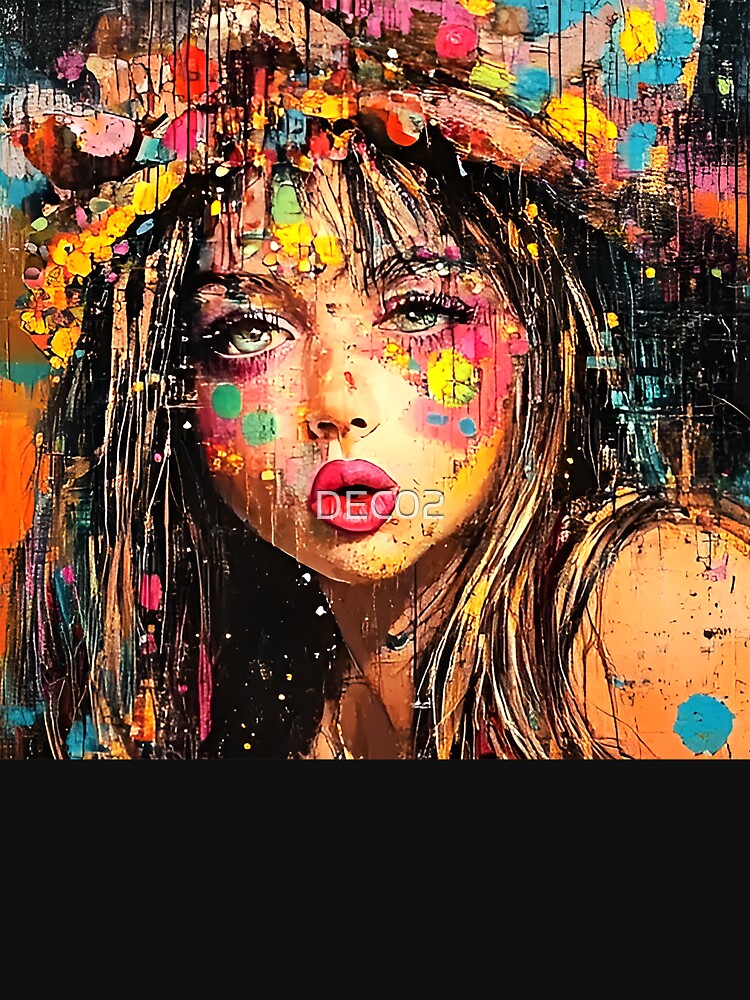 Whimsy Pop Art Female Collage-Style Vibrant Art by DEC02