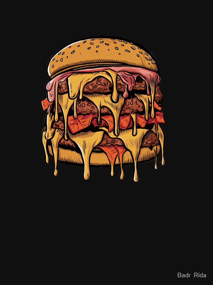 Giant Cheesy Burger Illustration - Delicious and Juicy by Badr Rida