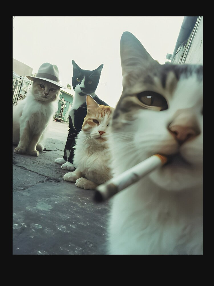 Cat Smoking Funny Gangster Cats by PixelRag