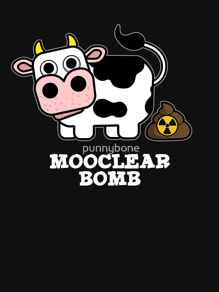 Mooclear Bomb Funny Cow Pun (Dark BG) by punnybone