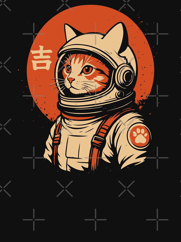 Space Cat Retro Japanese 1950s Art Good Luck by alenaz
