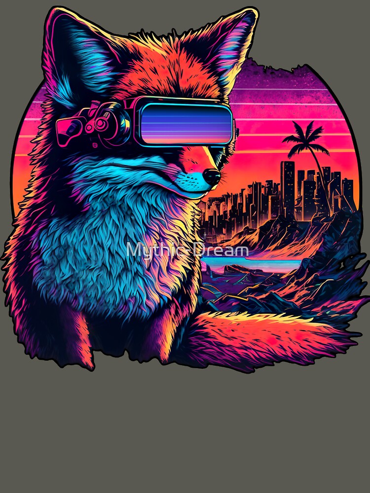 Retro Futuristic Synthwave Fox by Mythic-Dream