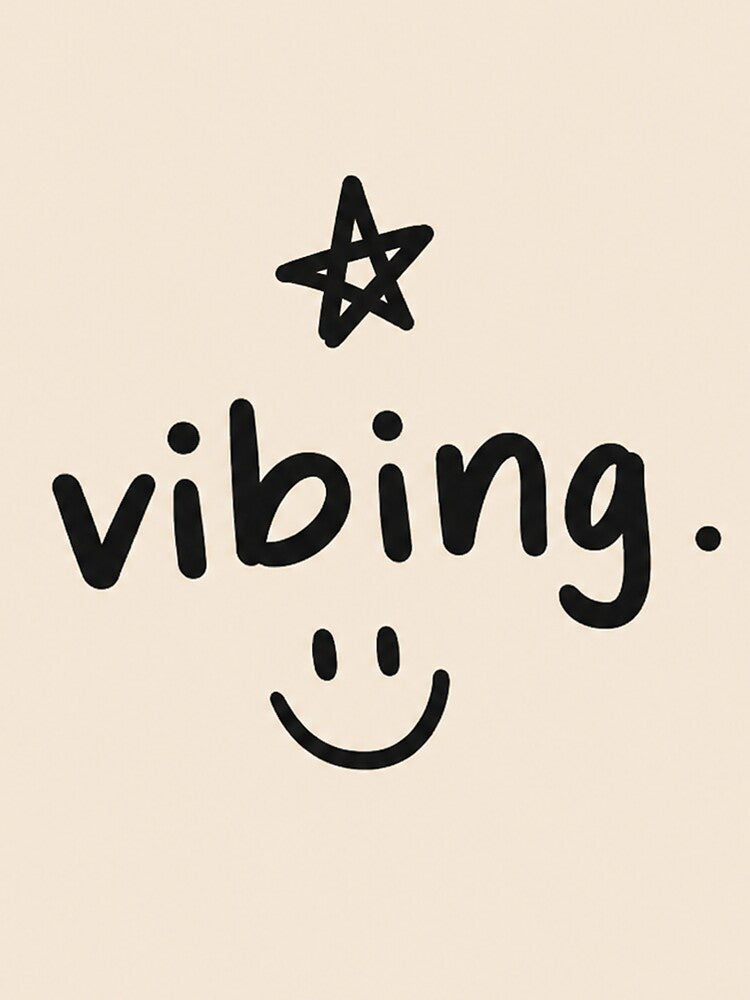 Vibing Smiley Aesthetic – Minimalist Cute Typography Design with Star by NBT-NOVA