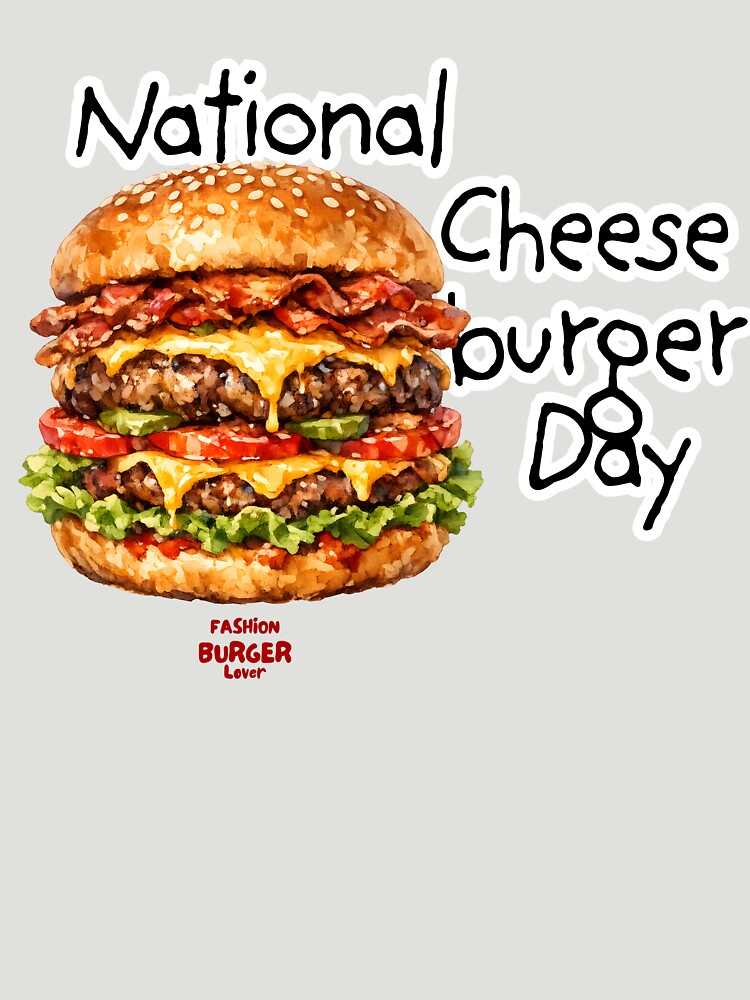 National Cheeseburger Day Watercolor Burger Lover Design by ClamberryStudio