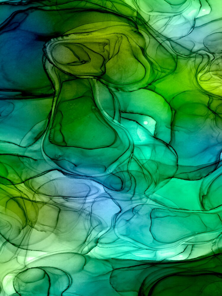 Abstract liquid art alcohol ink, liquid marble art design, abstract marble art, liquid art, green turquoise watercolor by ZeinabTaha