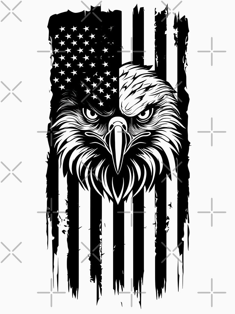 Premium black USA eagle on flag by Mate0 designer
