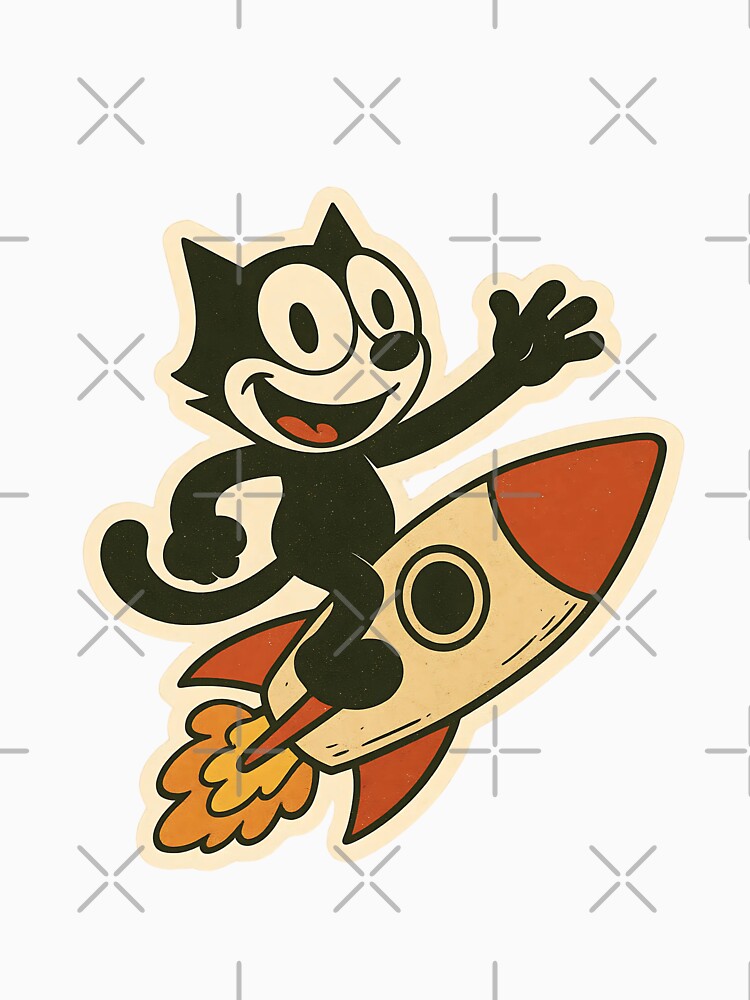 FELIX CAT RIDING A ROCKET VINTAGE by infinitearte