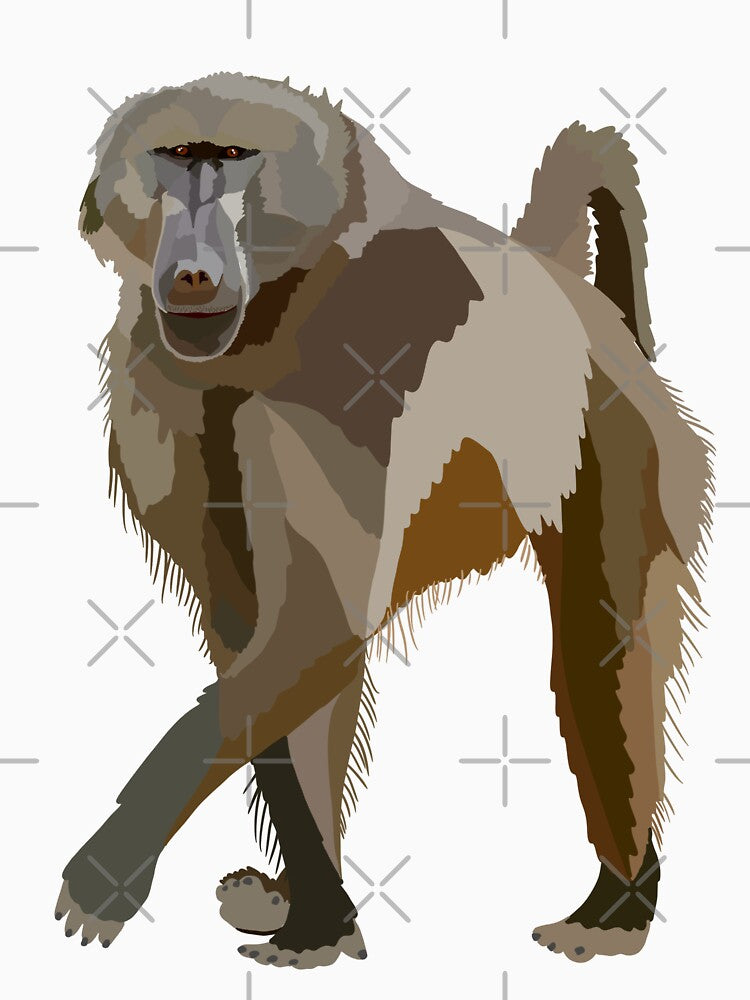 C is for Chacma Baboon,Chacma Baboon Illustration – Primate Art for Wildlife and Nature Lovers by PrettylittlepastelUk