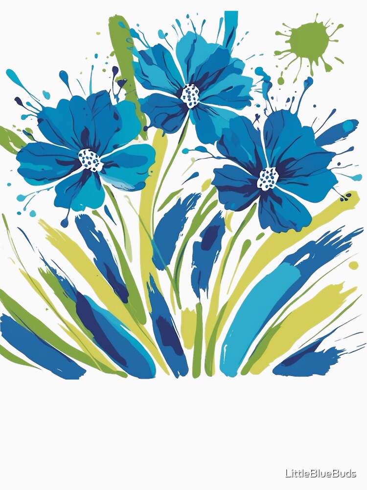 Abstract Blue Blooms “blue flowers” by LittleBlueBuds