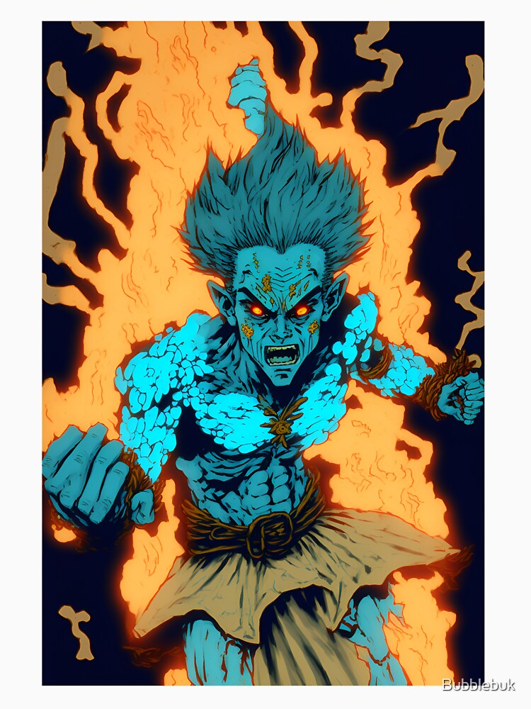 Anime Blue God Warrior Fighter by Bubblebuk