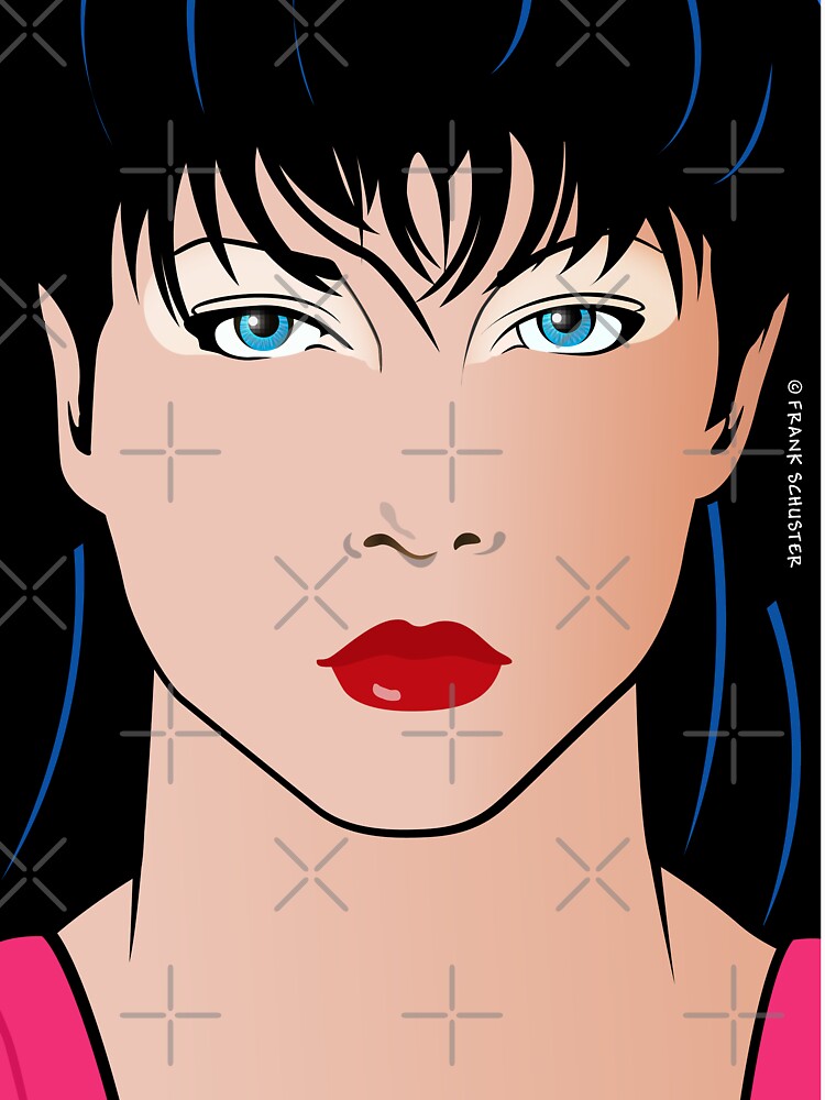 Pop Art Illustration of Beautiful Woman Amber Pop Art Girl by Frank Schuster