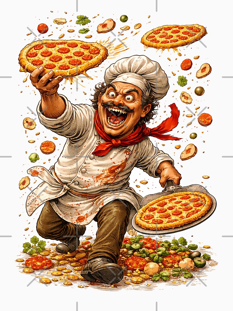Crazed Italian Cheff Throwing Pizzas by PIXEL POP DESIGNS - Beyond the Norm!