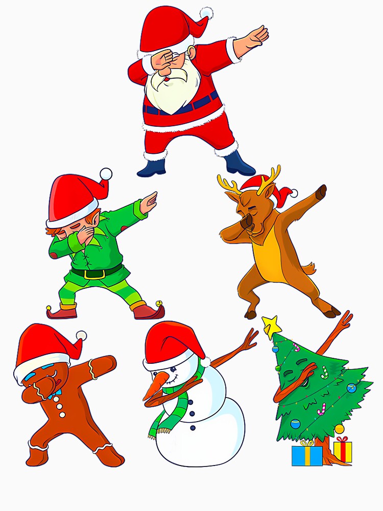 Dabbing Santa Elf Friends Christmas Short Sleeve Funny Xmas Dab by anzaladamoyev