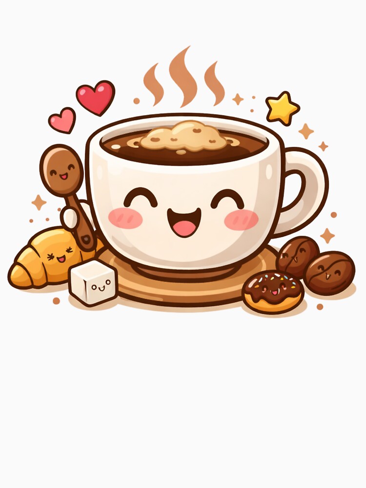 Cute Coffee Cup Illustration - Happy Coffee Mug Design for Coffee Lovers by JoolieCreations