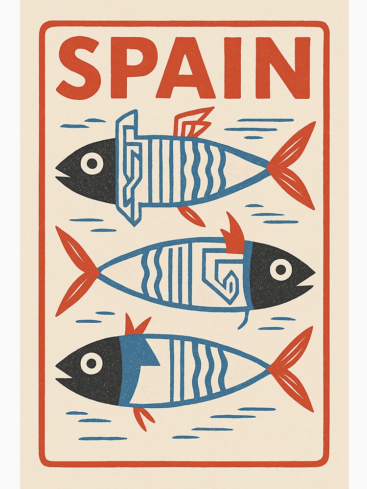 Spanish sardines poster | Spain Espana travel art by Spanish Castles