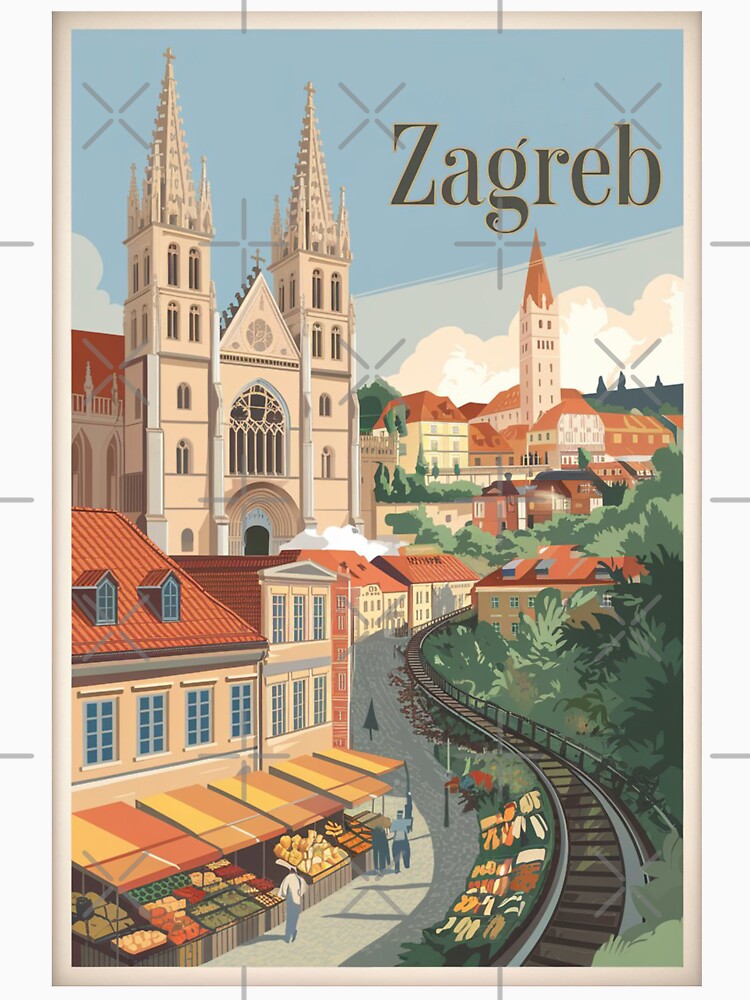 Zagreb Vintage Travel Poster by TravelerRat