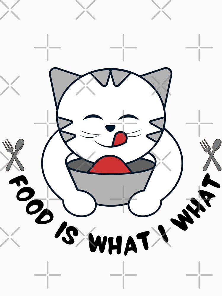Cute Cat Design : Meow I Mean Food by Hill Strom