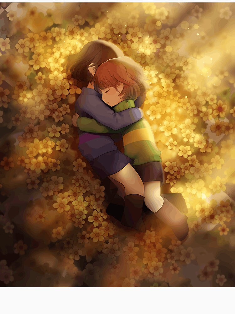 Two Characters Hugging in Flowers by TomatiLove