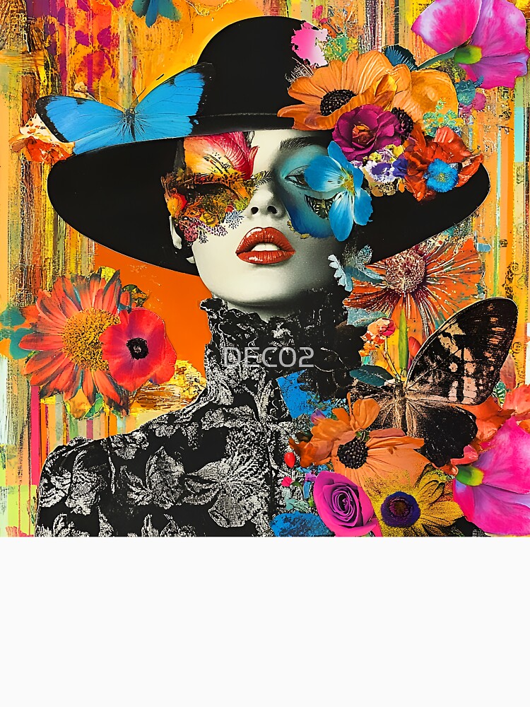 Whimsical Pop Art Female With Flowers And Butterflies by DEC02