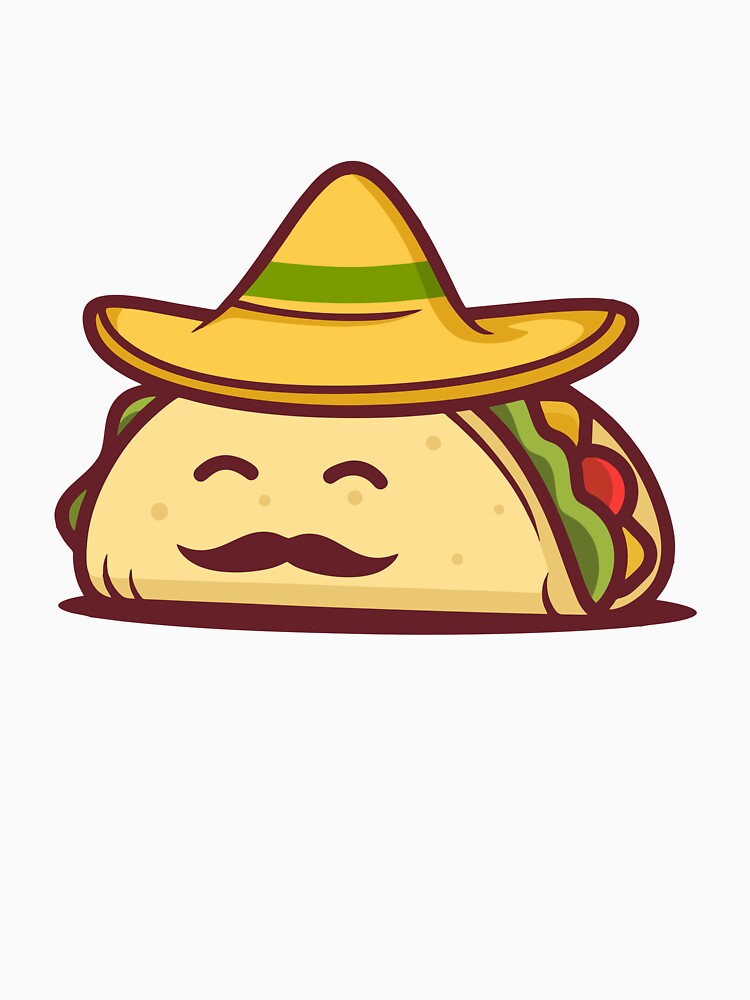 Funny Mexican Taco with Sombrero and Mustache by Romain V Beaupré