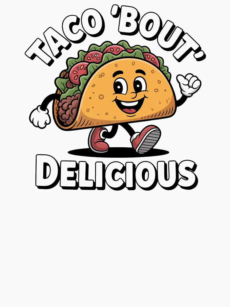 Taco 'Bout Delicious – Smiling Taco with Red Shoes & Salsa Moves by teevoxx