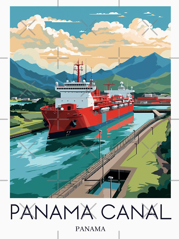 A Pop Art Travel Print of the Panama Canal - Panama by StudioRedKoala