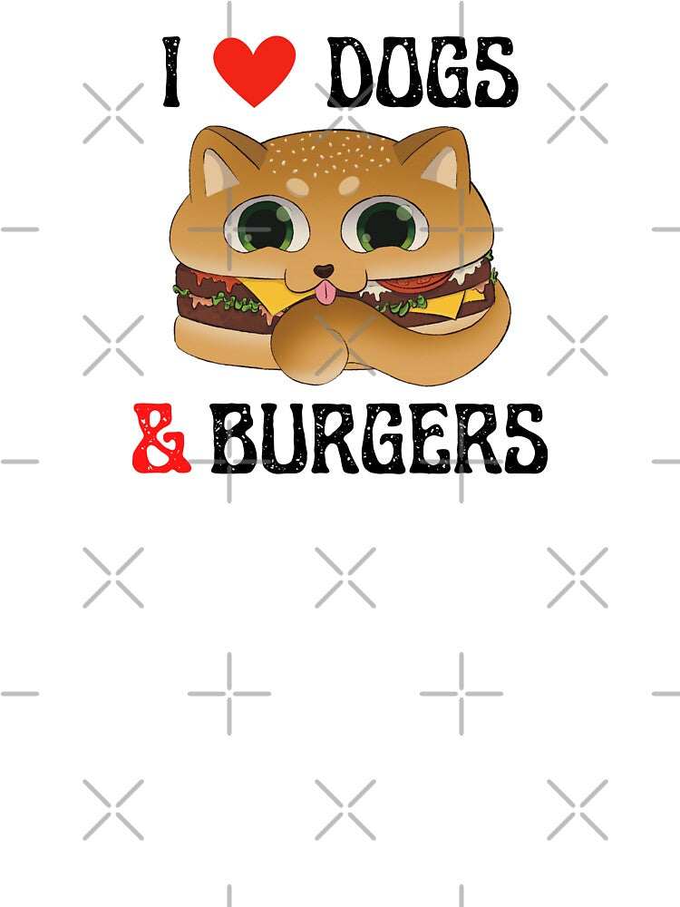 I Love Dog and Burger Funny Design by artbybiyan