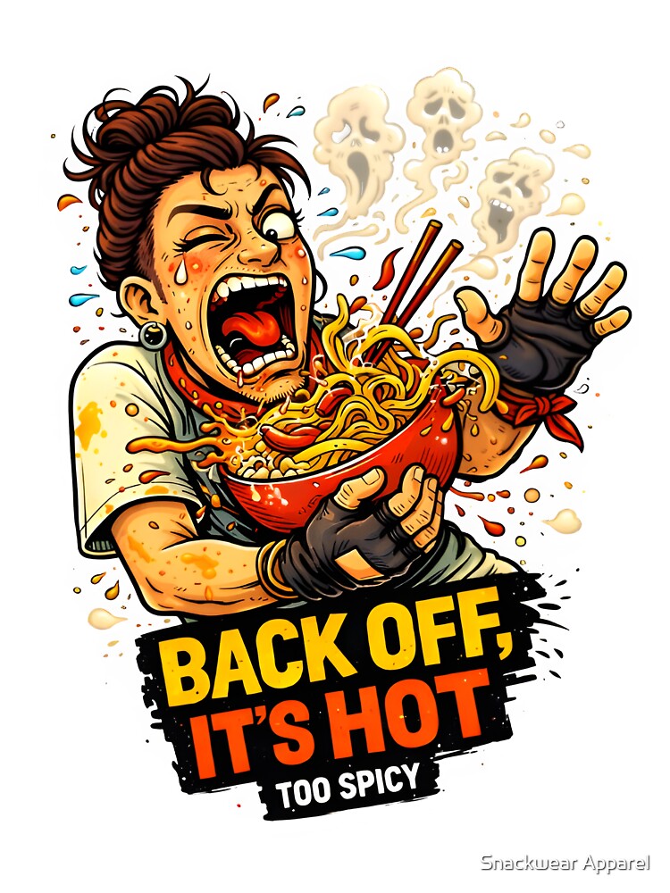 Back Off, It’s Hot – Spicy Ramen Chaos Foodie Design (Female Version) by Snackwear Apparel