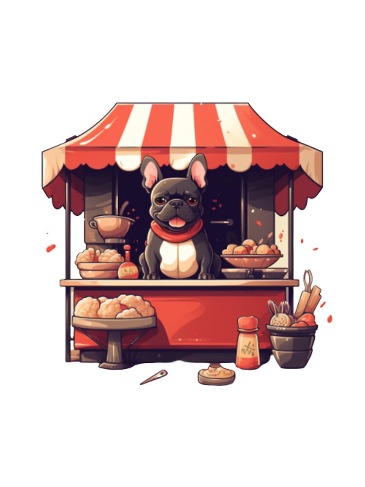 Frenchie Selling Food at a Food Stand by PetsEnough