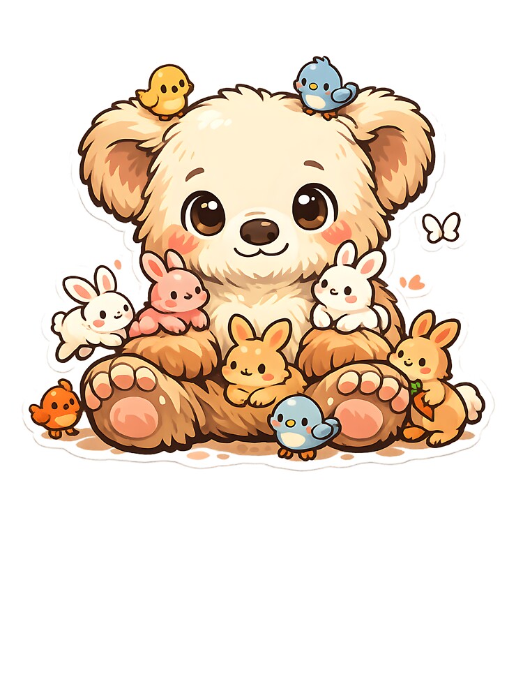 gentle baby bear with friendly bunny by OutasCZ