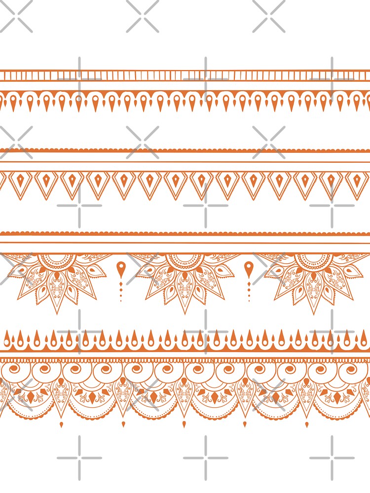 South asian patterns orange on black by Chaoticzarts