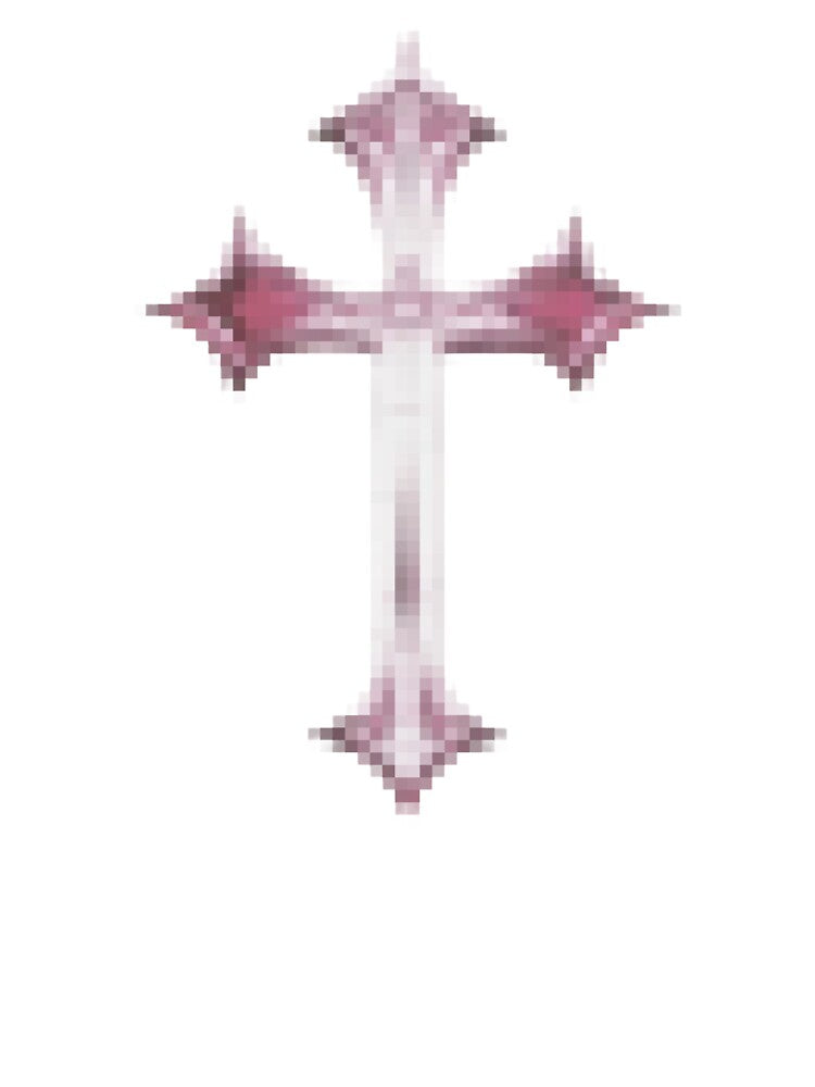 pink y2k pixel cross sticker by cadetgallery