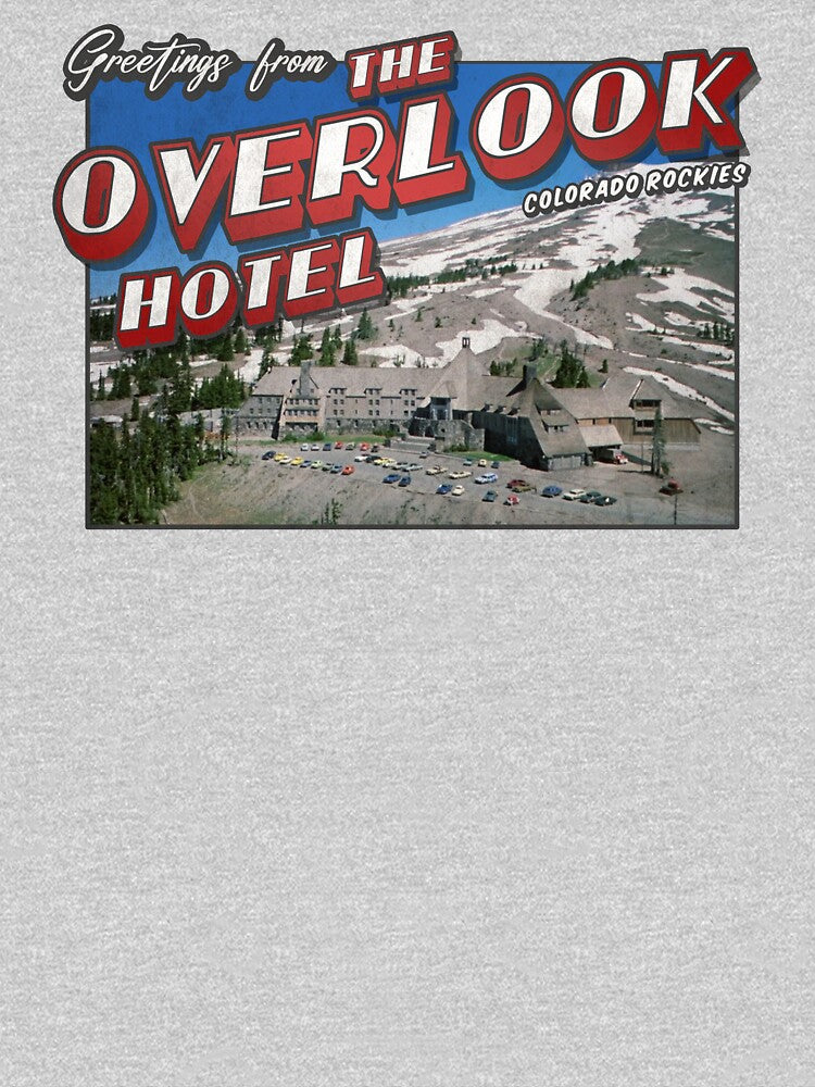 The Shining Inspired 'Greetings from The Overlook Hotel' Vintage / Retro Postcard Weathered Design by Mercy Apparel