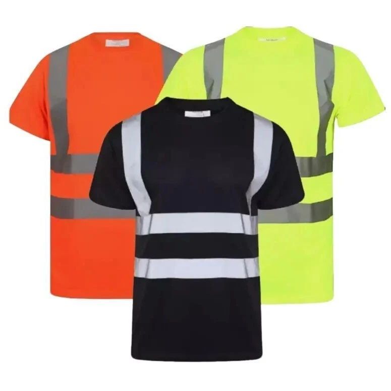 Hi Viz Visibility T Shirt Safety Work High Vis Two Tone Short Sleeve Crew Neck
