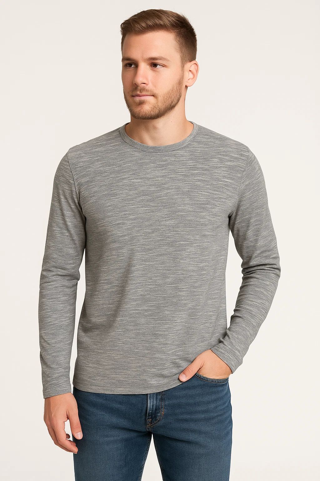 Mark Law Luxury Gray Tee Shirt Size Small Long Sleeve Neutral Minimalist Classic