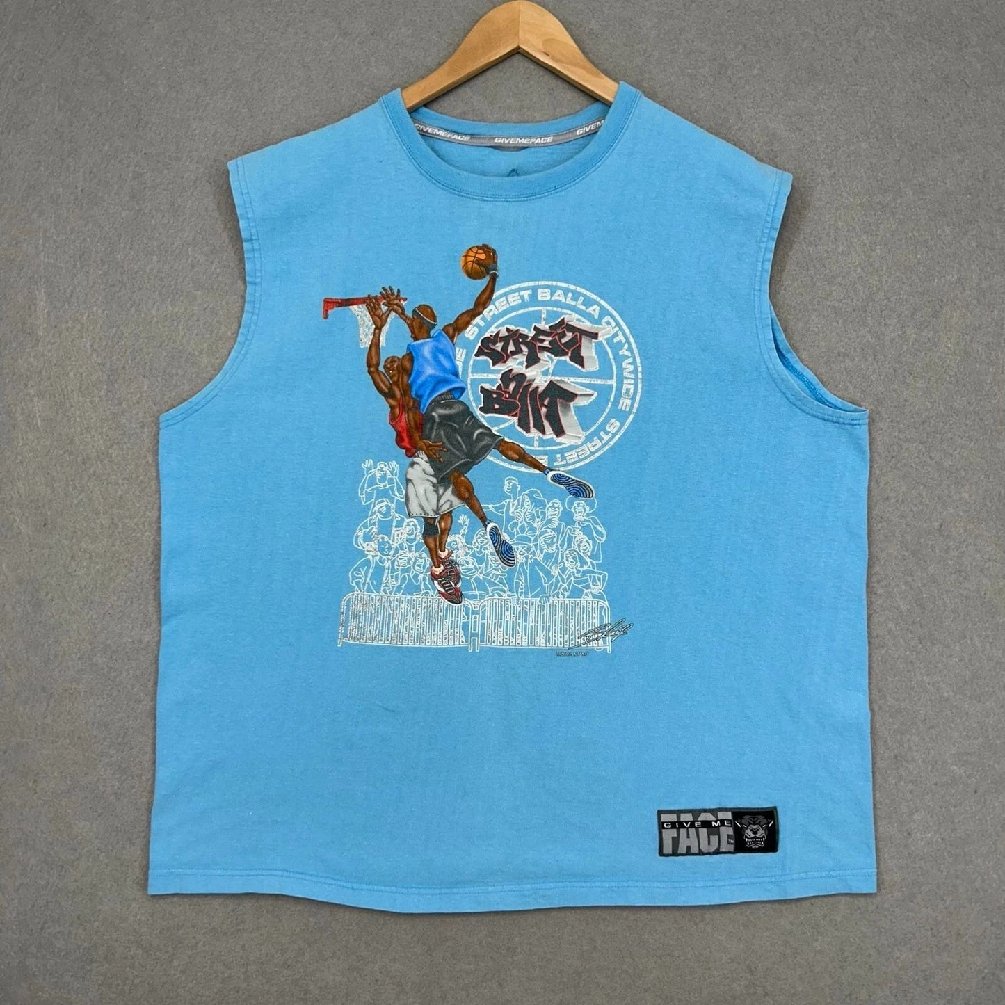 Give Me Face Basketball Tank Y2K Sz L Men Streetwear Style Rare Street Balla