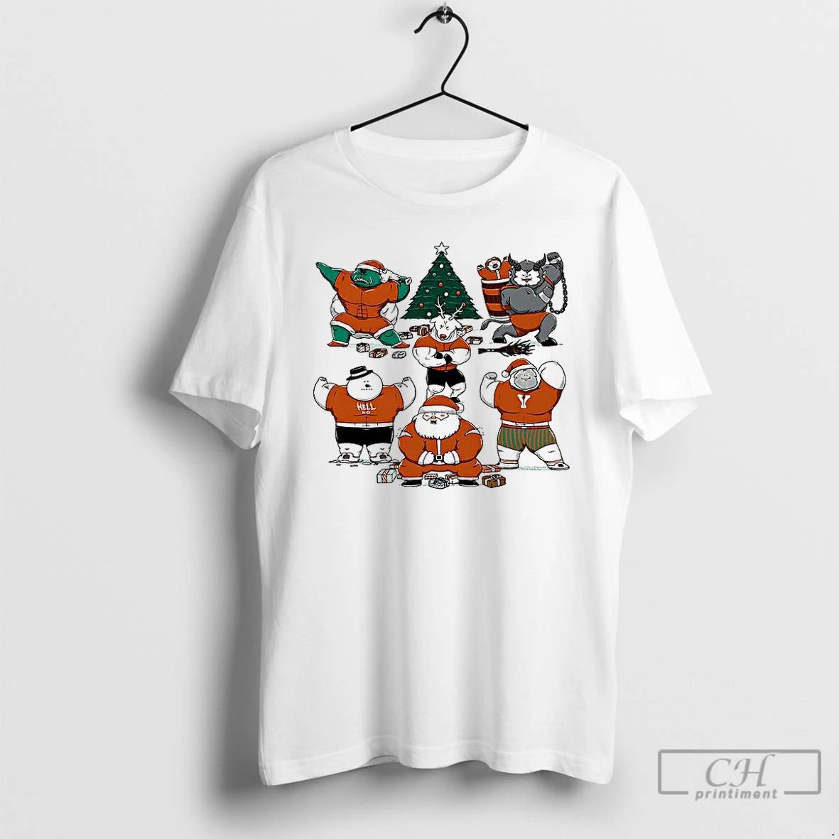 Premium Merry Muscular Christmas Characters T Shirts